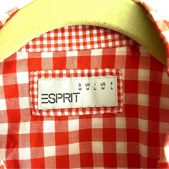 Esprit short sleeve cinched Gingham red shirt - Picture 3 of 7